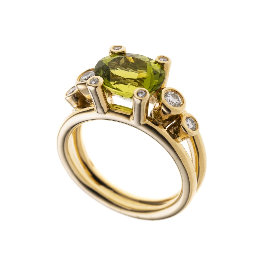 Vintage Peridot Ring aus 750er Gelbgold