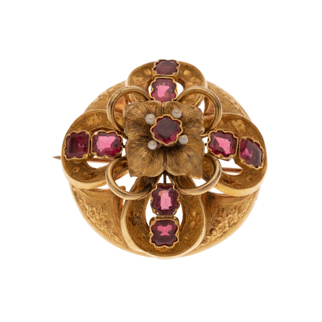 9 rote Glassteine
4 Perlchen
Biedermeier, um 1860